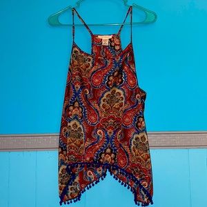 Love Blossom Paisley Pom Pom Flowy Tank Top